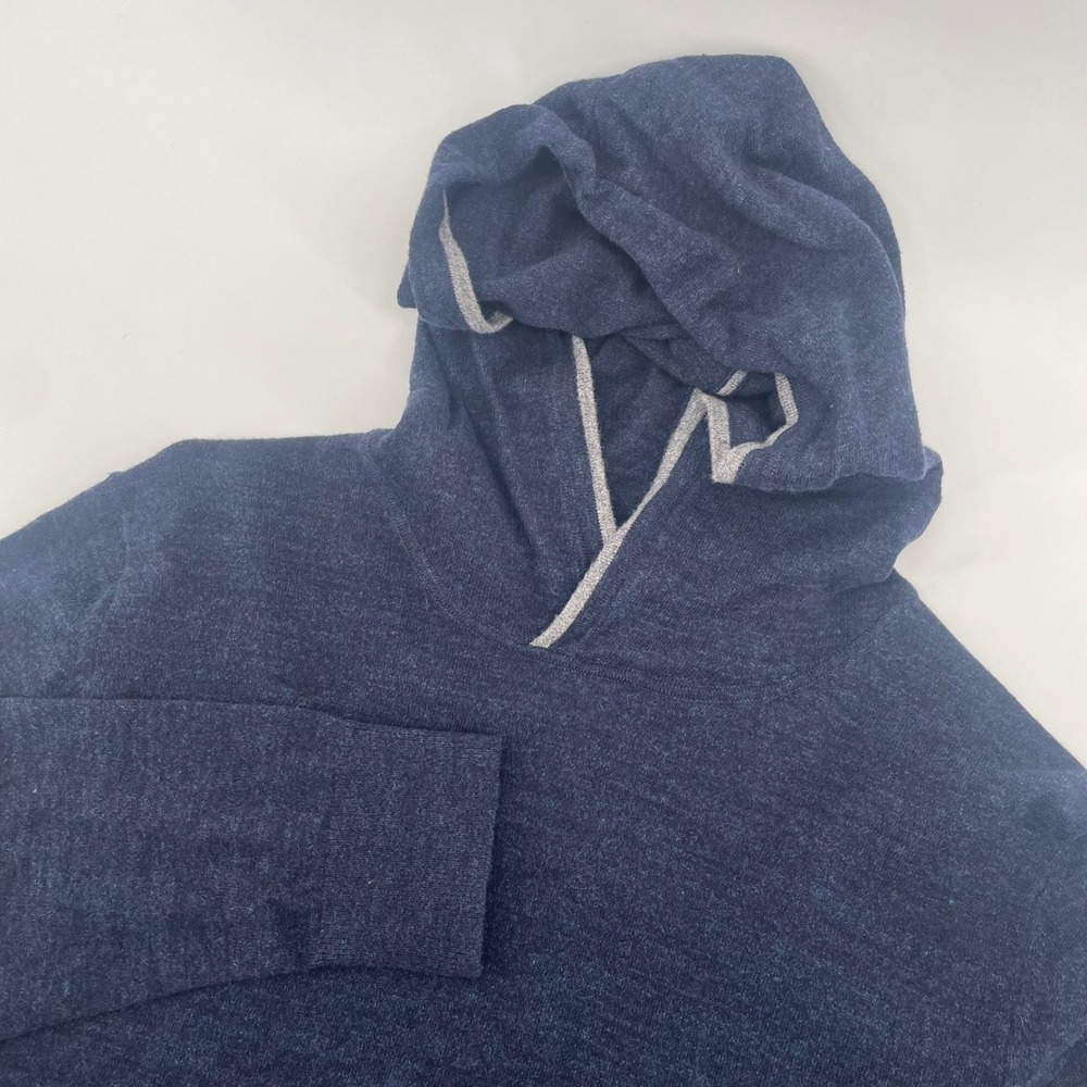 Banana Republic Hoodie Mens M Blue Organic Cotton Stripe Knit Sweater